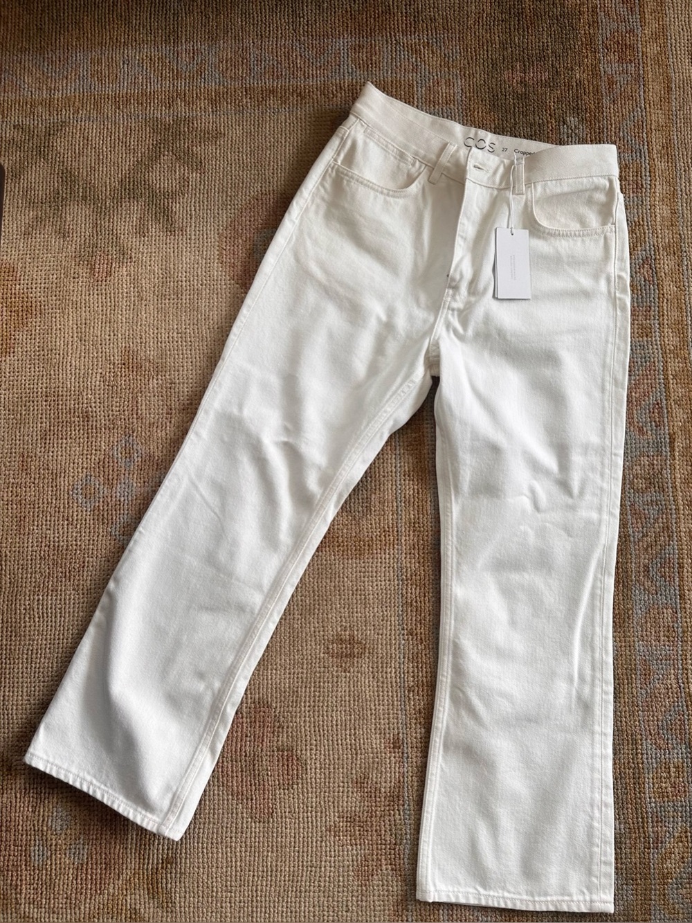 COS Off-White Cropped Flared Jeans Size 27